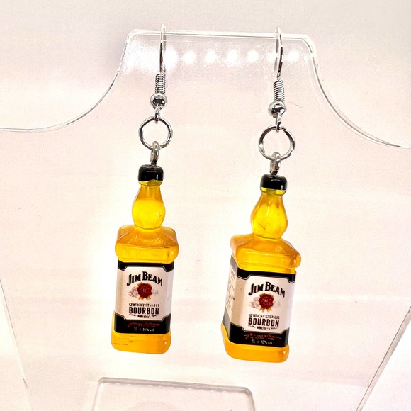 Jim Bean Earrings - Alcohol Earrings - Bourbon Earrings - Party Earrings - Picture 1 of 10